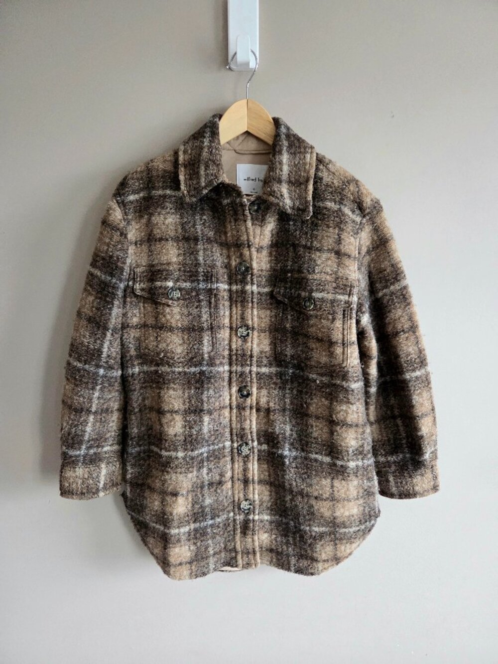 Wilfred Free Aritzia Ganna Wool Blend Plaid Short Jacket